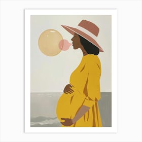 Pregnant Woman Blowing Bubbles Art Print