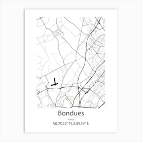 Bondues,France Minimalist Map Art Print