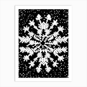 Winter Snowflake Pattern,Snowflakes Black & White 1 Art Print