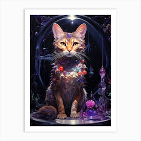 Cat With Crystals Art Print