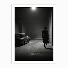 Woman Walking In The Dark Art Print