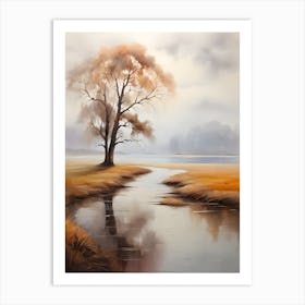 Lone Tree By The River Art Print