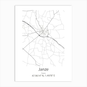 Janze,France Minimalist Map Art Print