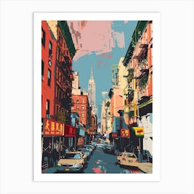 Chinatown New York Colourful Silkscreen Illustration 3 Art Print