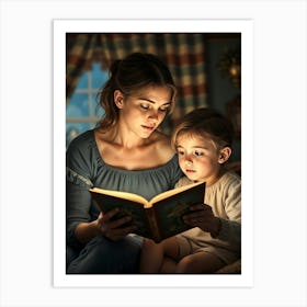 Mother And Child Reading A Book Art Print