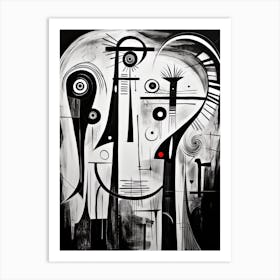 Conflict Abstract Black And White 3 Art Print