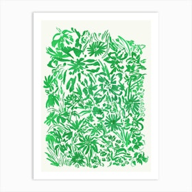 Green Full Flowers Art Print