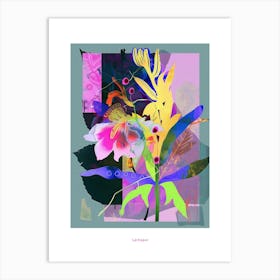 Larkspur 3 Neon Flower Collage Poster Art Print