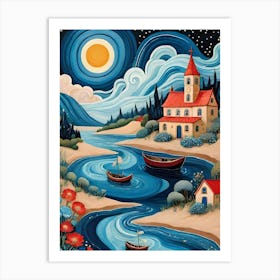 Night By The River Art Print