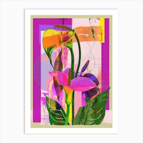 Calla Lily 4 Neon Flower Collage Art Print