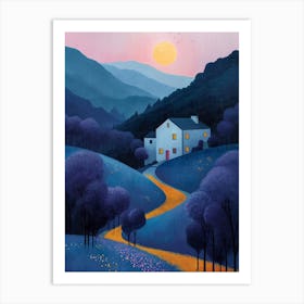 House At Sunset Art Print