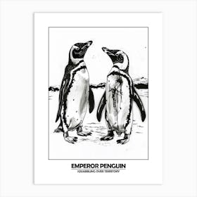 Penguin Squabbling Over Territory Poster 3 Art Print