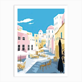 Santorini, Greece, Flat Pastels Tones Illustration 4 Art Print