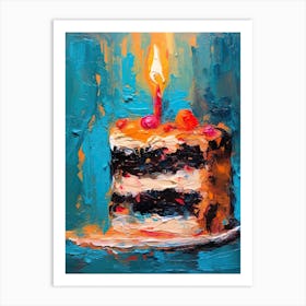 A Slice Of Birthday Cake Oil Painting 3 Art Print