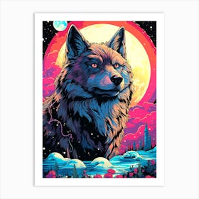 Wolf In The Moonlight 2 Art Print