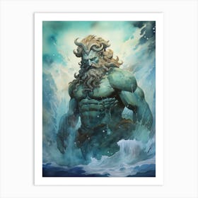  Watercolor Drawing Of Poseidon 3 Art Print