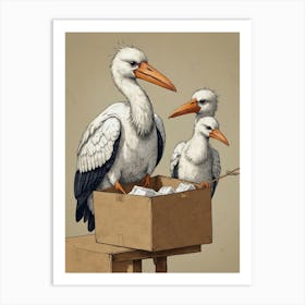 Storks In A Box Art Print