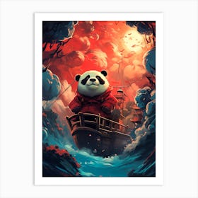 Panda Bear On A Boat Art Print