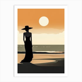 Illustration of an African American woman at the beach 106 Art Print