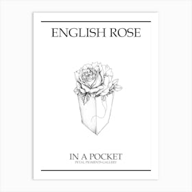 English Rose In A Pocket Line Drawing 1 Poster Art Print