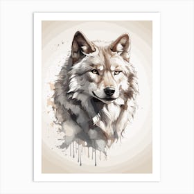 Wolf Grey Love Print Art vintage Art Print