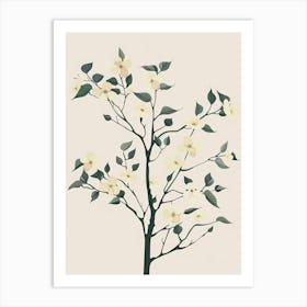 Dogwood Tree Minimal Japandi Illustration 2 Art Print