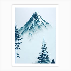 Mountain And Forest In Minimalist Watercolor Vertical Composition 213 Art Print