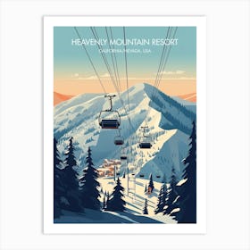 Poster Of Heavenly Mountain Resort   California Nevada, Usa, Ski Resort Illustration 1 Art Print