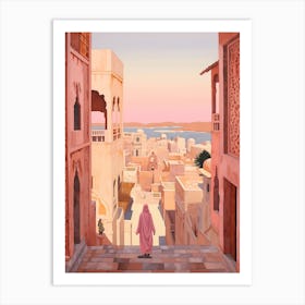 Rabat Morocco 2 Vintage Pink Travel Illustration Art Print