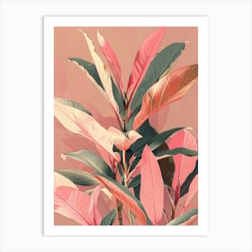 Pink Leaves Canvas Print Art Print