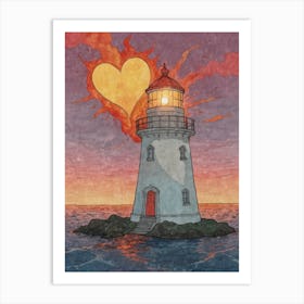 Heart Lighthouse Art Print