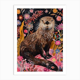 Floral Animal Painting Sea Otter 3 Art Print