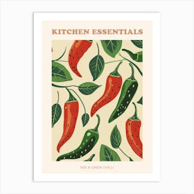 Red & Green Chilli Pattern Poster 4 Art Print