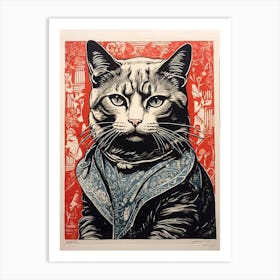 Cat In Bandana Art Print