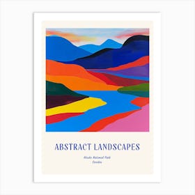 Colourful Abstract Abisko National Park Sweden 4 Poster Blue Art Print