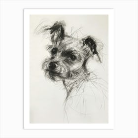 Terrier Dog Charcoal Line Art Print
