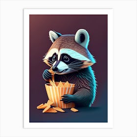 Raccoon Eating Nachos Art Print