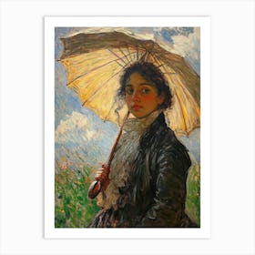 Girl With An Umbrella Art Print