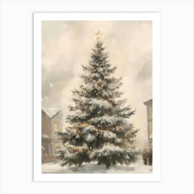 Christmas Tree In The Snow 8 Art Print