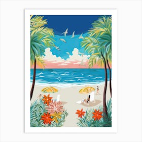 Siesta Key Beach, Florida, Matisse And Rousseau Style 2 Art Print