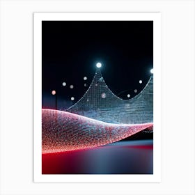 Abstract Cyber Concept Retro Futuristic Geometric Shapes Dots And Lines Creating A Digital Wave I Art Print