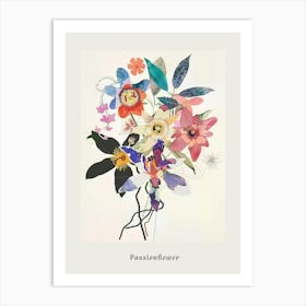 Passionflower 2 Collage Flower Bouquet Poster Art Print