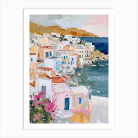 Mykonos Coast Kitsch Brushstrokes  3 Art Print