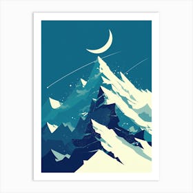 Moon And Mountains Art Print