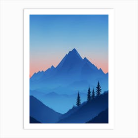 Misty Mountains Vertical Composition In Blue Tone 141 Art Print