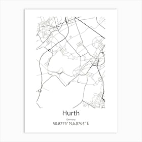 Hurth,Germany Minimalist Map Art Print