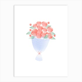 Pink Roses In A Vase Art Print