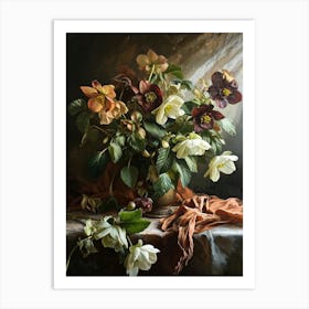 Baroque Floral Still Life Hellebore 2 Art Print