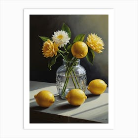 Lemons In A Vase Art Print