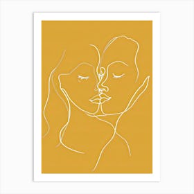 Simplicity Lines Woman Abstract In Yellow 4 Art Print
